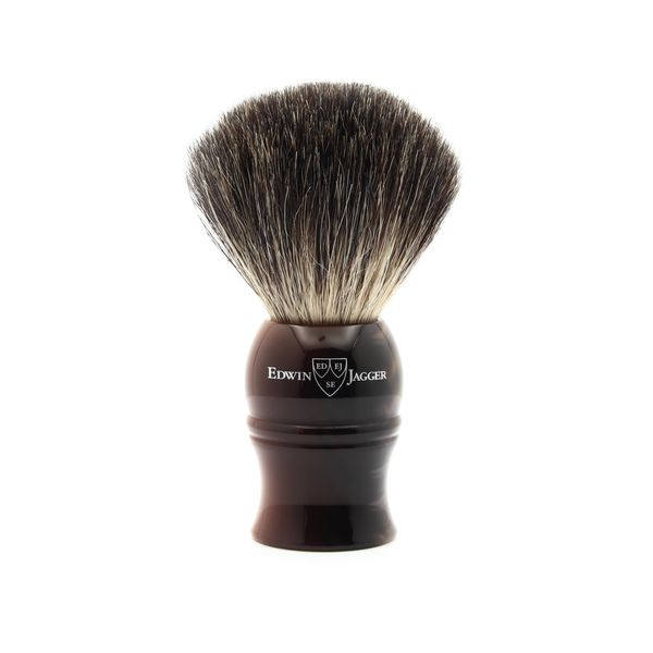 Edwin Jagger 1EJ332 Classic Pure Badger Hair Handmade Exfoliating Shaving Brush for Quality Lather with Shaving Cream or Shaving Soap for Men and Women (Imitation Light Horn)