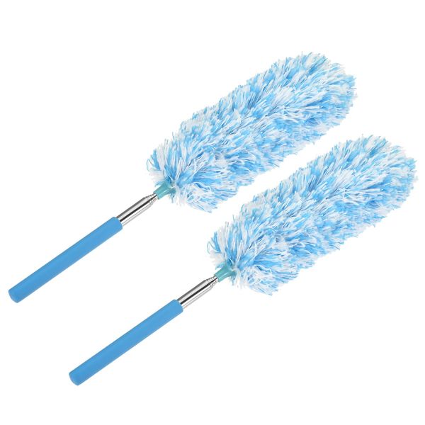 uxcell Microfiber Duster Telescopic Dusting Brush for High Ceiling Window Furniture Computer Keyboard Home Office Blue 2 Pack