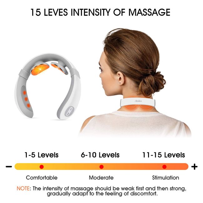 Electric Pulse Neck Massager Cordless, Intelligent Neck Massager With Heat,  3 Modes 15 Levels Deep Tissue Trigger Point Massager For Pain Relief And R