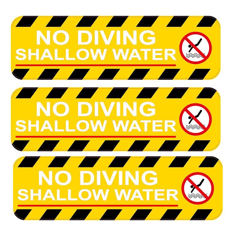No Diving Stickers Shallow Water 3 x 10 Inch No Diving Adhesive ...