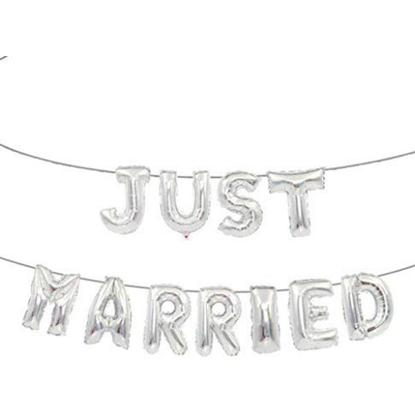 Just Married Banner Silver