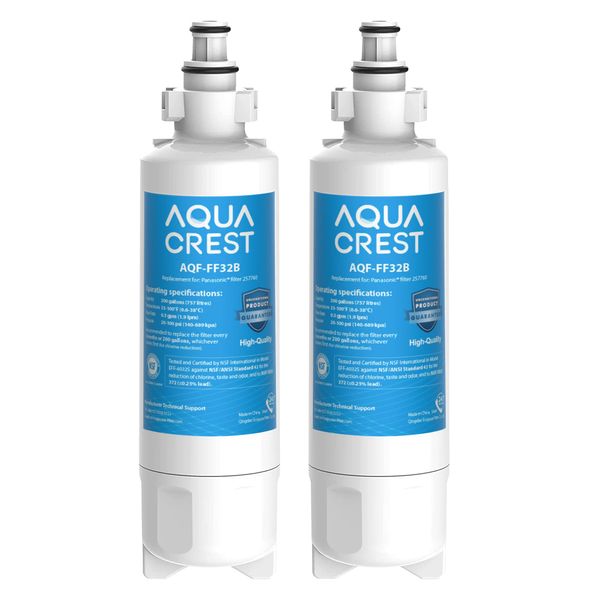 AQUACREST 257760 Replacement Fridge Water Filter, Compatible with Panasonic CNRAH 257760, CNRBH-125950 (2)