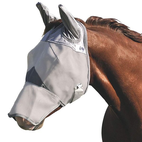 Cashel Crusader Horse Fly Mask with Long Nose and Ears, Grey, Arabian