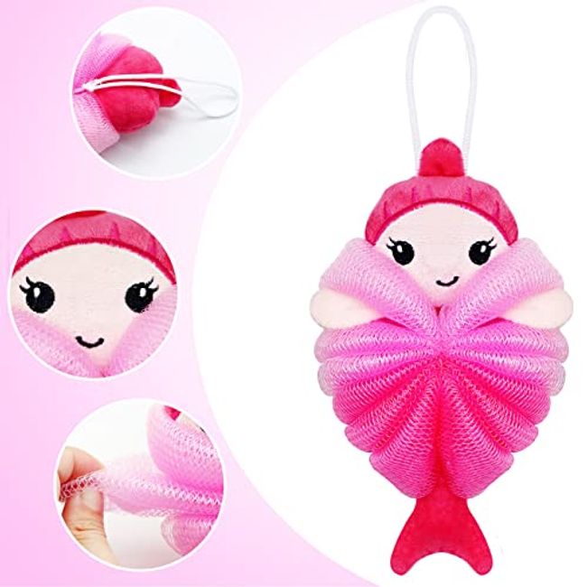 Colorful Cute Body Puff Animal Shaped Loofah Mesh Shower Sponges