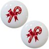 Set of 2 Candy Cane Christmas Ceramic Cabinet Drawer Pull Knobs