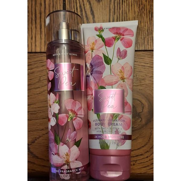 BATH AND BODY WORKS " SWEET PEA \\  FINE FRAG MIST/   BODY CREAM