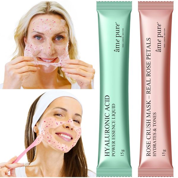 Ame Pure Hydrating Face Mask – Gesichtsmasken-Set mit 4 Stück mit Hyaluronsäure – Lassen Sie Ihre Haut mit der Hydro Jelly Mask erfrischt aussehen – Befriedigende, feuchtigkeitsspendende Gesichtsmaske