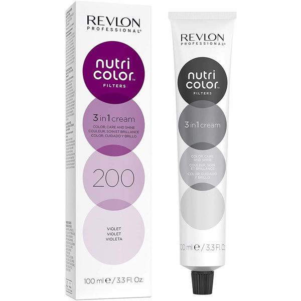 REVLON PROFESSIONAL NUTRI COLOR FILTERS, Bright Semi-Permanent Direct Hair Dye, 200 Violet, 100 Ml