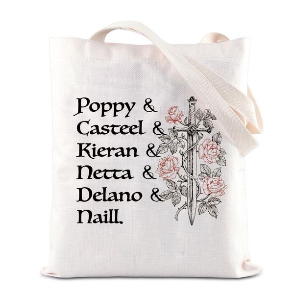 BAUNA FBAA Merchandise Inspired Tote Bag From Blood and Ash Gift Poppy Casteel Gift Kieran Netta Delano Naill Fans Gift JLA Literature For Bookish, Mohnblumentasche, 32*37CM