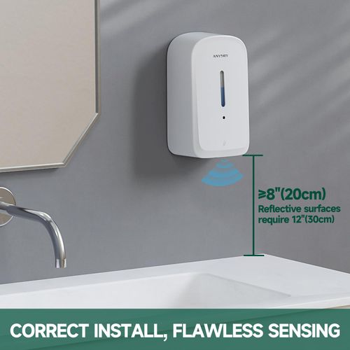 anydry Commercial Automatic Soap Dispenser Large 34oz/1000ml Capacity Wall-Mounted Touchless Liquid Dispenser for High-Traffic Restrooms, Offices, Hospitals Model 1220S White