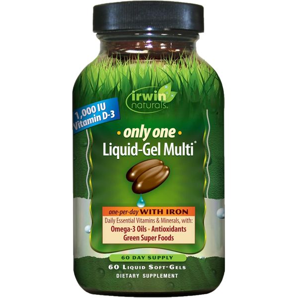 Only One Liquid-Gel Multi with Iron - 60 Liquid Softgels - Daily Essential Vi...