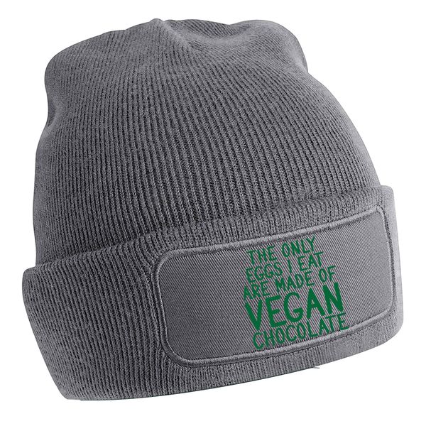 Flox Creative Grey Beanie Only Eggs I Eat Vegan Chocolate