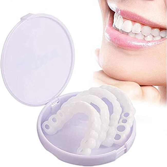 2 Pairs Fake Teeth, Snap on Veneers Teeth, Veneers Snap in Teeth, Instant Snap on Perfect Smile Confidence in Minutes at Home (2 Upper +2 Lower Teeth, with Box