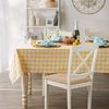 DII Checkered Tabletop Collection 100% Cotton, Machine Washable, Tablecloth, 52x52, Yellow