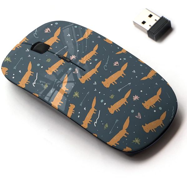 2.4G Wireless Mouse with Cute Pattern Design for All Laptops and Desktops with Nano Receiver - Foxes Pattern Clip Art