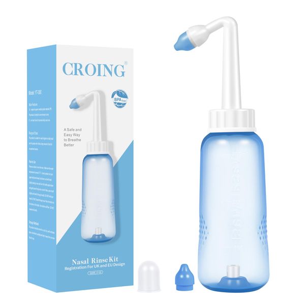 CROING 𝗦𝗶𝗻𝘂𝘀 𝗥𝗶𝗻𝘀𝗲 (500ml) Nasal Wash Bottle Only for Nasal Irrigation - Sinus Rinse, Neti Pot