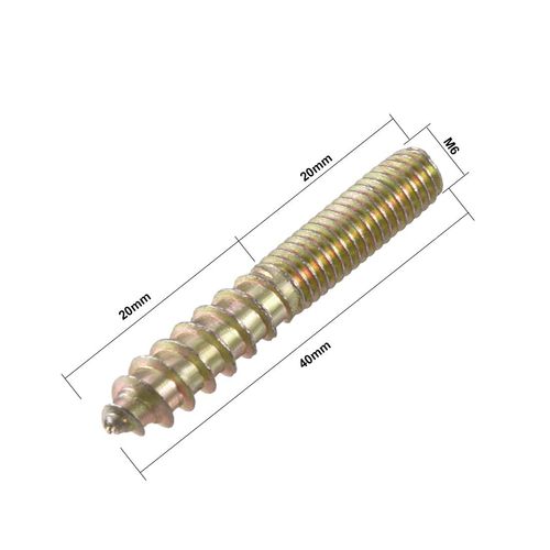 sourcing map M6 Hanger Bolts Length 1-5/8"(40mm) Double Headed Bolts Self-Tapping Screw 6mm Wood Joint Furniture Legs 10pcs
