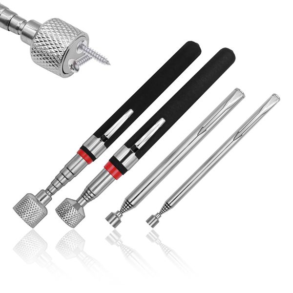 VEGCOO 4Pcs Magnetic Telescopic Pick Up Tool, Grabber Tool Extendable to 630mm 647mm 660mm 785mm, Magnetic Retrieval Pickup Tool Flexible Magnet Stick for Men, Husband, Father, Birthday Gifts for Him