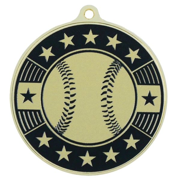 ZipToMeNow Bright Gold Baseball Texture Star Medals 5 Pack