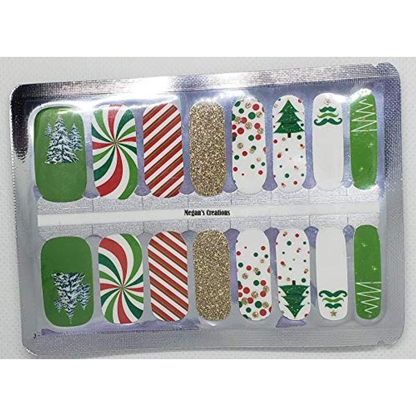 Winter Chrstimas Tree Nail Polish Wraps - Nail Polish Strips