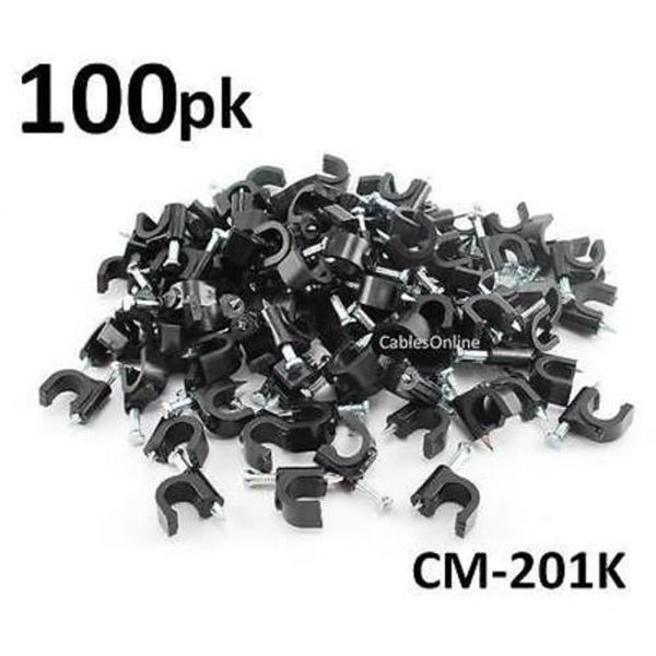 100-Pack Coax RG6 Nail On Cable Clips, Black