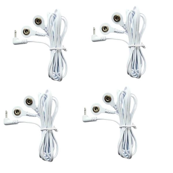 4 Pcs Reusable White Electrode Lead Cable for Digital Massager Pinook 2.5mm Plug