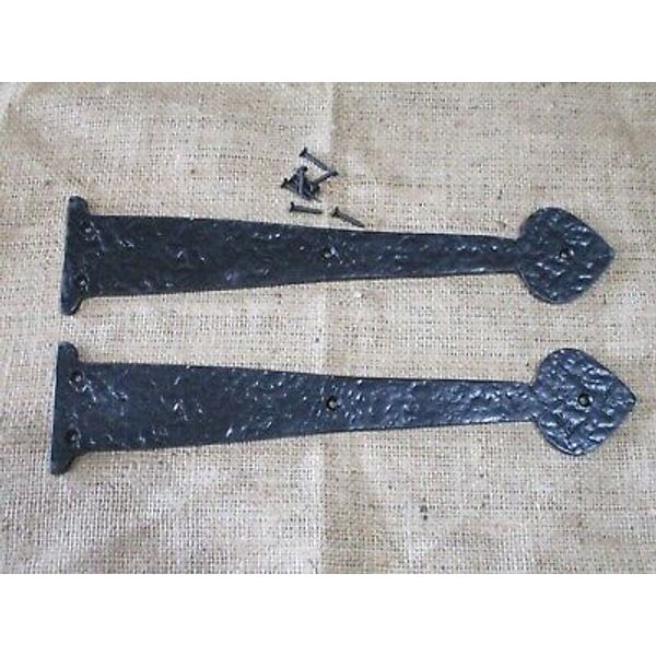 2 Garage Door Decorative Hardware Dummy Hinges 12" Long Gate Decorative Iron