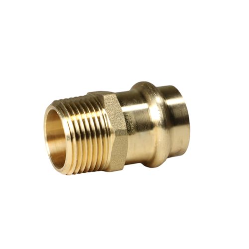 XFITTING Brass Press 3/4 inch x 3/4 inch Male NPT Press Coupling, Brass Press MNPT Coupling, 2 Pieces