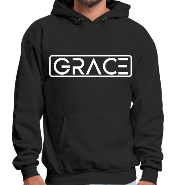 Mens Graphic Hoodie Grace - Black / S