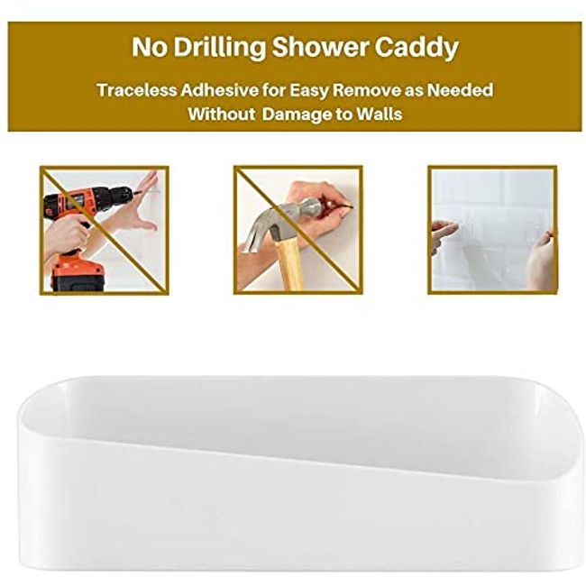 No Drilling Shower Caddy Bathroom Shelf Shower Shelf in White, 2