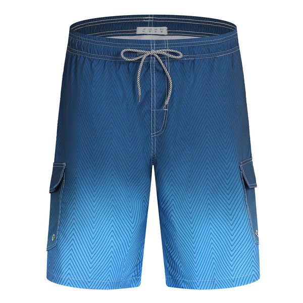 APTRO Herren Badehose Lang Schnelltrocknend Boardshorts Sommer Urlaub Freizeit Short mit Innenhose Cargo Blau MK182 L