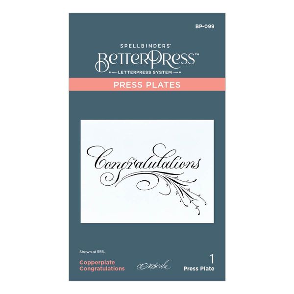 Spellbinders Copperplate Congratulations Press Plate, Metal