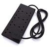 8-Way Extension Lead - Eight Gang Multi Plug Socket - Black/White Power Cable 2m Black