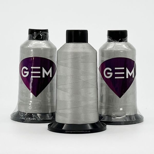 GEM Machine Embroidery Thread, 1x 3000M Cone, 40wt Polyester, Neutral Grey, for Embroidery Machines