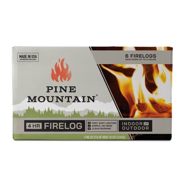 Pine Mountain Traditional Indoor/Outdoor 4-Hour Burning Fire Logs, 6 Pack