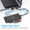 Memory Stick Pro Duo Adapter Multi Card Reader for SD, CF, XD, Micro SD, MS Cards, 7 in 3 Memory Stick Card Reader Adapter Hub for iPhone/iPad/MacBook/Samsung, for Windows, Mac OS, iOS, Linux, Android