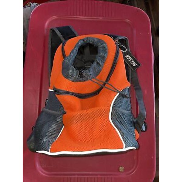 WOYYHO Dog Pet Carrier Backpack Mesh Breathable Head-Out Medium Orange