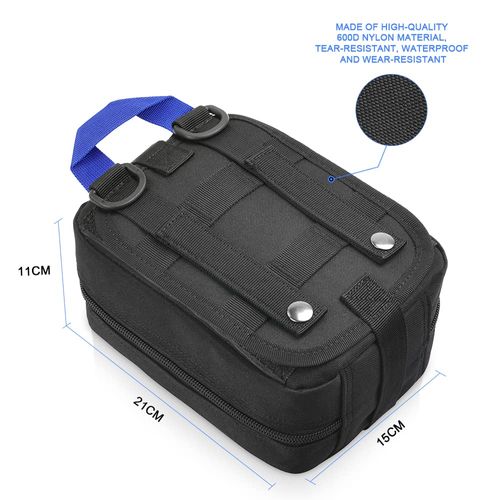 flintronic Tactical Waist Bags, Universal Outdoor Waist Bag | Molle EDC Pouch + Outdoor Hook | Utility Gadget Waist Bag with Cell Phone Holster for Sports, Hiking, Camping, Traveling(Black&Blue)