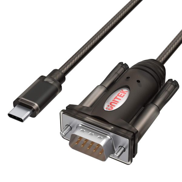 UNITEK Y-1105K USB C zu Seriell Konverter RS-232, Kabel 1,5m, Serielle Schnittstelle, die HotPlug, Kompatibel mit Windows Server 2003, Server 2008, Linux, Schwarz