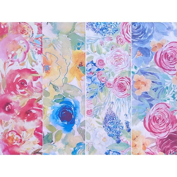 Jinnyous Jewellery Watercolor Flower Polymer Clay Image Transfer Sheet Paper Set of 4 (4 sheets (1 of each))