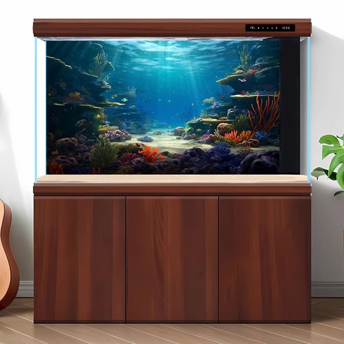 Ocean Floor Fish Tank Background Under The Sea Coral Reef Aquarium Background Underwater Aquatic Plants Sunray Terrarium Background Deep Sea Rock Tropical Aquarium Fish Tank Background 48x18in