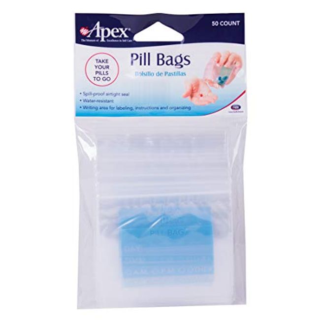 Apex Spill Proof Disposable Pill Bags - 50 Bags