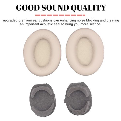 Replacement 1000XM3 Ear Cushions for Sony WH-1000XM3 Over-Ear Headphones, Compatibel WH1000XM3 Ear Pads with Softer Protein Leather, Noise Isolation Memory Foam (Silver)