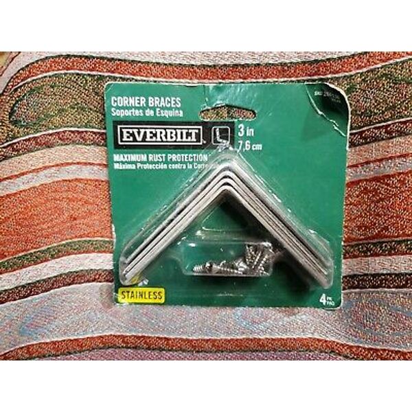 Everbilt Corner Braces 3" stainless 4pcs in pack. Great Price.