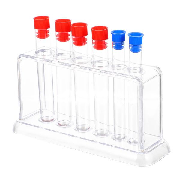 TOYMYTOY Test Tube, Test Tube Stand, Experiment Set, Single Vase, Vase, Chemistry, Science, Sample Storage, Removable, Centrifugal Tube Rack, For Laboratory Use, Set of 6