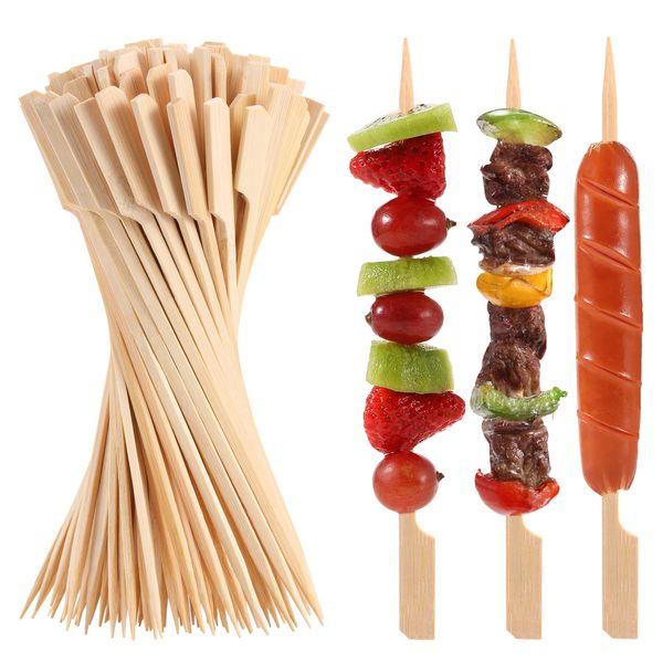 120 PCS Bamboo Skewers for Appetizers, 18 cm Toothpicks, Cocktail Picks for Drinks, Fruit Kababs, Sausage, Barbecue Snacks, Natural Wooden Paddle Skewer Mini Food Sticks, Charcuterie Accessories