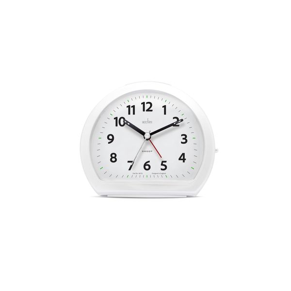 Acctim Colm Smartlite Non-Ticking Sweep Alarm Clock, White, Analogue Display