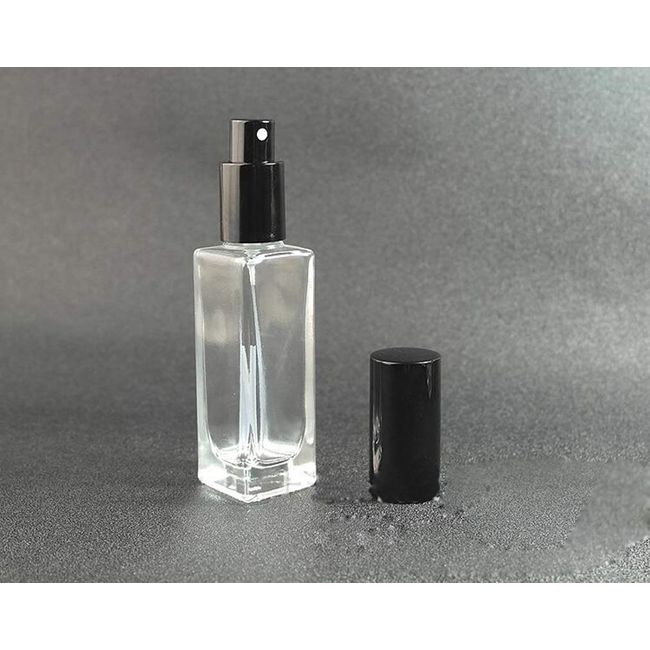 1.7 OZ 50ml Black Glass Empty Refillable Perfume Bottle, Atomizer