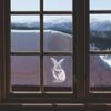 Small 100mm 'Brown Hare Rabbit' Clear Static Window Cling Sticker/Decal (White) (WC00093780)