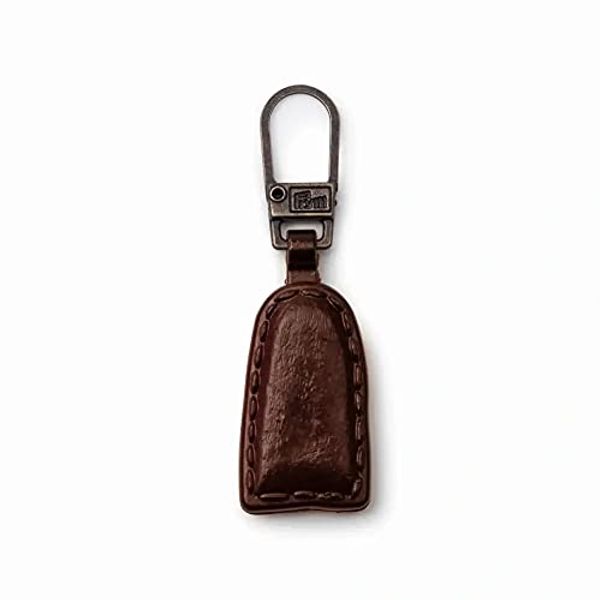 Prym Fashion Zipper Puller Leather Look Brown, Metallic, One Size